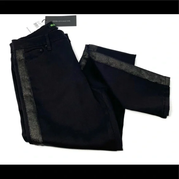Blue Revival Sienna Black Jean with Gold Tuxedo Stripe - Picture 6 of 10